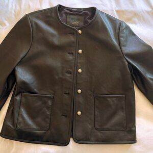 Gracie Cropped Leather Jacket in Black